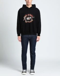 MSGM Black Men‘s Hooded Sweatshirt -VibeWear Store 10031764nt 14 r