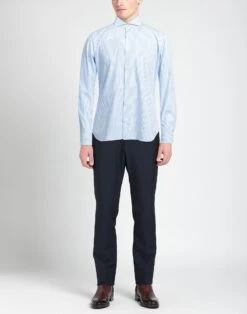 GIAMPAOLO Sky Blue Men‘s Patterned Shirt -VibeWear Store 10036514xx 14 r