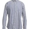 TINTORIA MATTEI 954 Blue Men‘s Striped Shirt -VibeWear Store 10042907ti 14 f