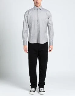 MAESTRAMI Light Grey Men‘s Solid Color Shirt -VibeWear Store 10072577gr 14 r