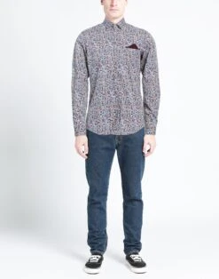 L.B.K. Burgundy Men‘s Patterned Shirt -VibeWear Store 10101291hs 14 r