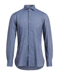 BOGLIOLI Navy Blue Men‘s Solid Color Shirt