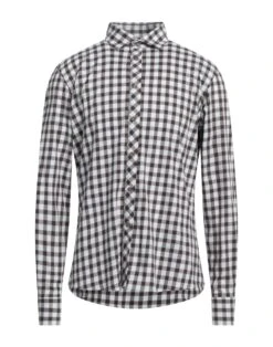 GAZZARRINI Dark Brown Men‘s Checked Shirt