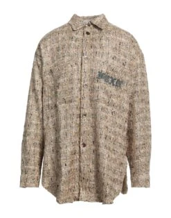 FAITH CONNEXION Beige Men‘s Patterned Shirt