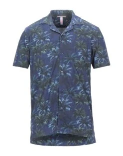 SUN 68 Blue Men‘s Patterned Shirt