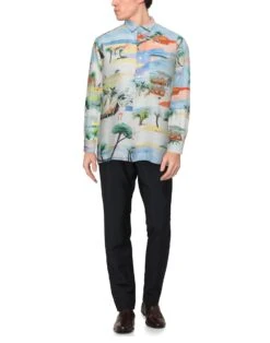 G. KERO Sky Blue Men‘s Linen Shirt -VibeWear Store 12666966um 14 r