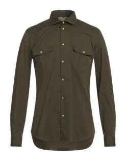 MANUEL RITZ Military Green Men‘s Solid Color Shirt