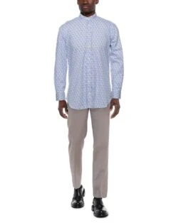 MP MASSIMO PIOMBO White Men‘s Patterned Shirt -VibeWear Store 12692661uh 14 r