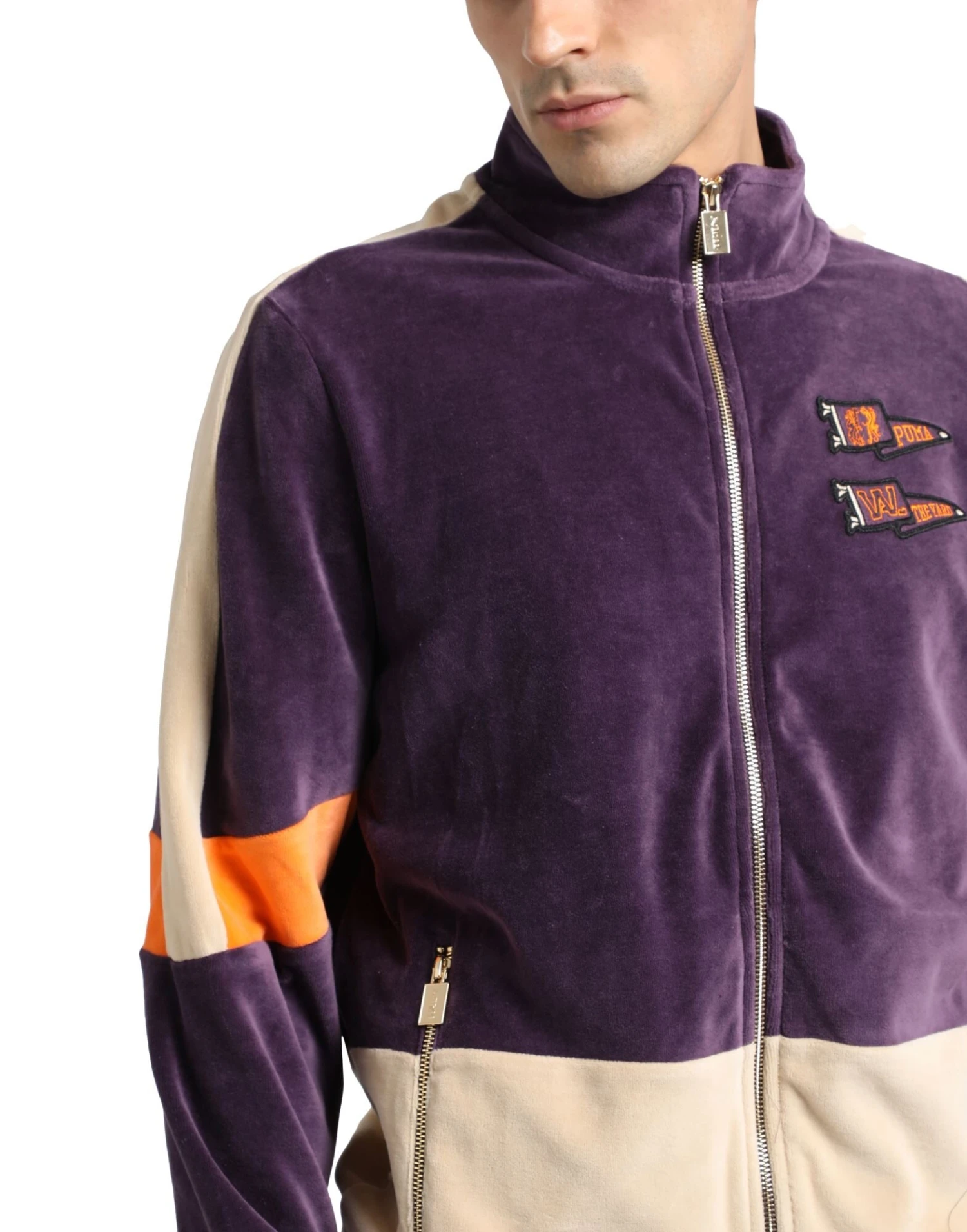 PUMA TYE VELOUR TRACK JACKET Purple Men‘s Sweatshirt 4 PUMA TYE VELOUR TRACK JACKET Purple Men‘s Sweatshirt - Image 2