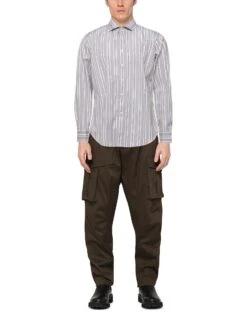 ALEA Dark Brown Men‘s Striped Shirt -VibeWear Store 12812628hs 14 r