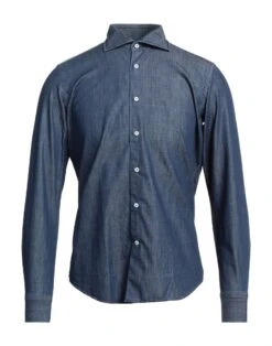BAGUTTA Blue Men‘s Denim Shirt