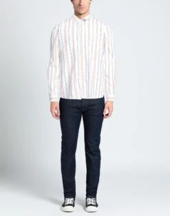 SAMSØE Φ SAMSØE White Men‘s Striped Shirt -VibeWear Store 14301841gv 14 r
