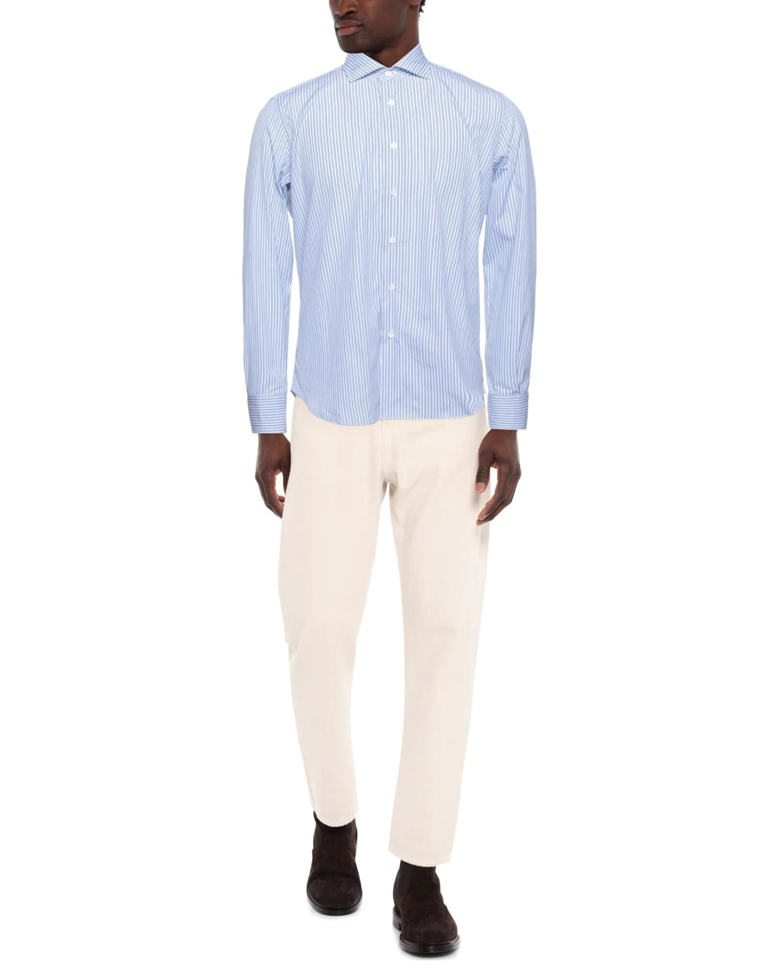 DRUMOHR Sky Blue Men‘s Striped Shirt 4 DRUMOHR Sky Blue Men‘s Striped Shirt - Image 2