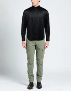 GIORGIO ARMANI Black Men‘s Solid Color Shirt -VibeWear Store 38973095ka 14 r